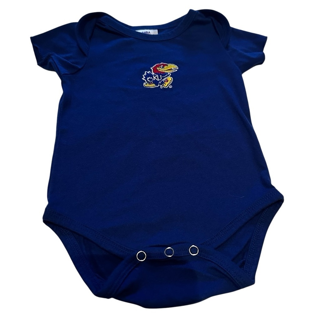 Sara Lynn Togs Blue Kansas University Jayhawks Embroidered Onesie Size 3/6 Month